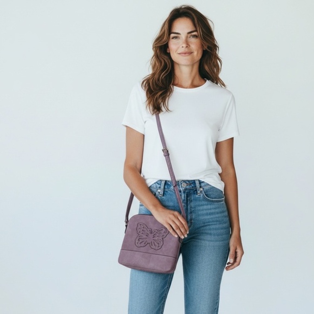 Elegant Purple Butterfly Crossbody Bag